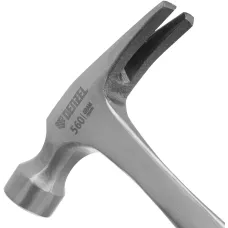 Молоток-гвоздодер DENZEL 560 г, цельнометаллический, двухкомпонентная рукоятка