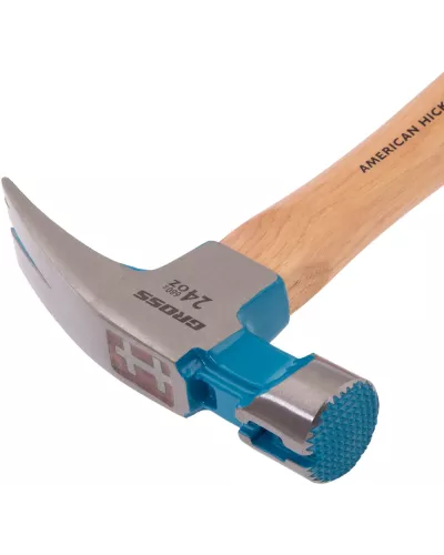 Молоток-гвоздодер, 680 г, угол 75, магнит, обрезиненная рукоятка AMERICAN HICKORY // GROSS