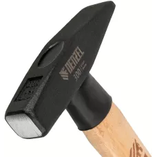 Молоток слесарный DENZEL 300 г, кованый квадратный боек, буковая рукоятка