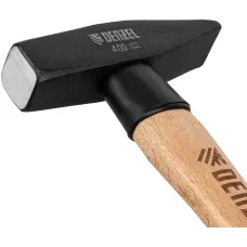 Молоток слесарный DENZEL 400 г, кованый квадратный боек, буковая рукоятка