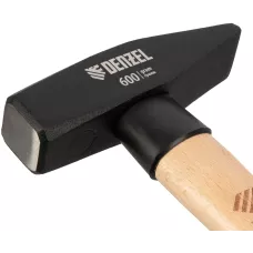 Молоток слесарный DENZEL 600 г, кованый квадратный боек, буковая рукоятка