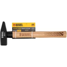 Молоток слесарный DENZEL 600 г, кованый квадратный боек, буковая рукоятка