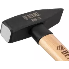 Молоток слесарный DENZEL 800 г, кованый квадратный боек, буковая рукоятка