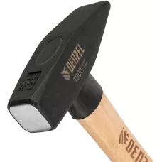 Молоток слесарный DENZEL 1000 г, кованый квадратный боек, буковая рукоятка