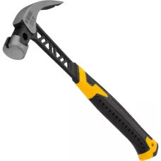 Молоток-гвоздодёр DENZEL 450 г, цельнокованый,боек с магнитом, двухкомп. обрезин. рук-ка