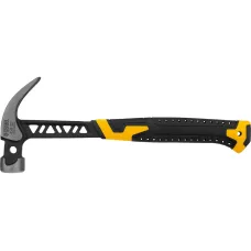 Молоток-гвоздодёр DENZEL 450 г, цельнокованый,боек с магнитом, двухкомп. обрезин. рук-ка