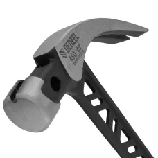 Молоток-гвоздодёр DENZEL 450 г, цельнокованый,боек с магнитом, двухкомп. обрезин. рук-ка