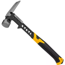 Молоток строительный DENZEL 450 г, цельнокованый,боек с магнитом, двухкомп. обрезин. рук-ка