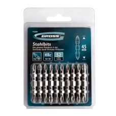 Набор бит двухстор. GROSS, PH2-PH2х45мм, сталь S2, 10шт 11209