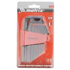 Набор ключей имбусовых HEX, 1,5-10 мм, CrV MATRIX 11226