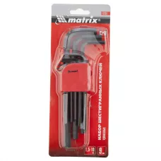 Набор ключей имбусовых HEX, 1,5-10 мм, удлиненные MATRIX 11231