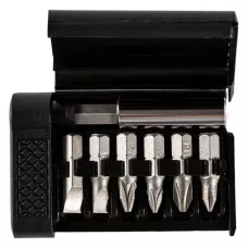 Набор бит, магнитный адаптер для бит, сталь 45Х, 7 предм., в пласт. боксе SPARTA 113945