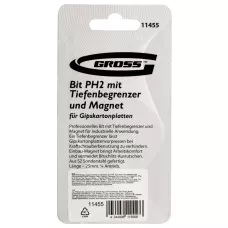 Бита GROSS PH 2x25 мм с ограничителем и магнитом, для ГКЛ, S2 11455