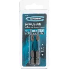 Набор бит торсионных PZ2 x 50 мм, для ударных шуруповертов, 2 шт. GROSS 11488
