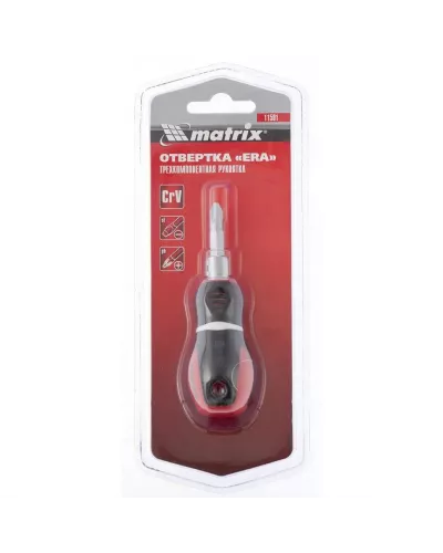 Отвертка комбинированная, SL6/PH2 х 38 мм, CrV, двухкомпонентная рукоятка Matrix