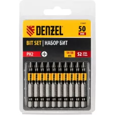 Бита DENZEL PH2х50, сталь S2, цилиндр., 10 шт. Е 6,3