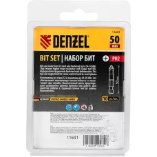 Бита DENZEL PH2х50, сталь S2, цилиндр., 10 шт. Е 6,3