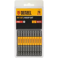 Бита DENZEL PH2х70, сталь S2, цилиндр., 10 шт. Е 6,3