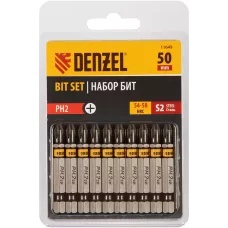 Бита DENZEL PH2х50, сталь S2, шестигранный профиль, 10 шт. Е 6,3