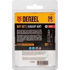 Бита DENZEL PH2х50, сталь S2, шестигранный профиль, 10 шт. Е 6,3