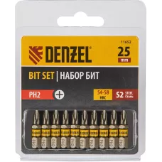 Бита DENZEL PH2х25, сталь S2, шестигранный профиль, 10 шт. Е 6,3
