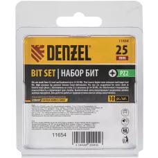 Бита DENZEL PZ2х25, сталь S2, шестигранный профиль, 10 шт. Е 6,3