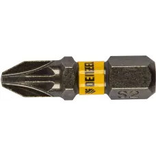 Бита DENZEL PZ2х25, сталь S2, шестигранный профиль, 10 шт. Е 6,3
