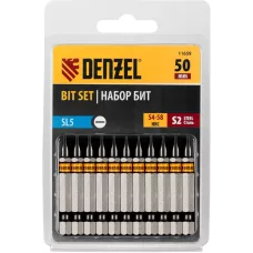 Бита DENZEL SL5,0х50, сталь S2, шестигранный профиль, 10 шт. Е 6,3