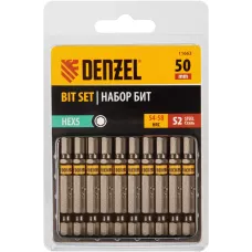 Бита DENZEL HEX 5х50, сталь S2, шестигранный профиль, 10 шт. Е 6,3