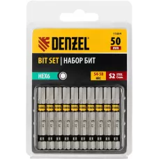 Бита DENZEL HEX 6х50, сталь S2, шестигранный профиль, 10 шт. Е 6,3