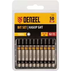 Бита DENZEL TX 6х50, сталь S2, шестигранный профиль, 10 шт. Е 6,3