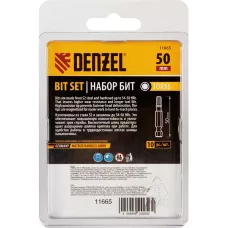 Бита DENZEL TX 6х50, сталь S2, шестигранный профиль, 10 шт. Е 6,3
