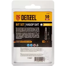 Бита DENZEL TX 10х50, сталь S2, шестигранный профиль, 10 шт. Е 6,3