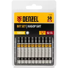 Бита DENZEL TX 20х50, сталь S2, шестигранный профиль, 10 шт. Е 6,3