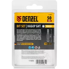Бита DENZEL TX 20х50, сталь S2, шестигранный профиль, 10 шт. Е 6,3