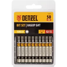 Бита DENZEL TX 30х50, сталь S2, шестигранный профиль, 10 шт. Е 6,3