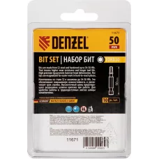 Бита DENZEL TX 30х50, сталь S2, шестигранный профиль, 10 шт. Е 6,3