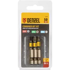 Набор бит комбинированный DENZEL 3 шт., PH2, PZ2, SL5, 50 мм, сталь S2