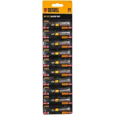 Бита DENZEL PH2х50, сталь S2, 10 шт., круглый профиль, отрывная упаковка, Е 6,3
