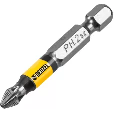 Бита DENZEL PH2х50, сталь S2, 10 шт., круглый профиль, отрывная упаковка, Е 6,3