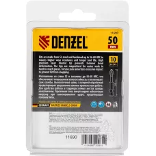Бита DENZEL IMPACT, PH3x50 мм, лазерная обработка шлица, сталь S2, 10 шт., Е 6,3