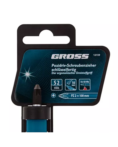 Отвертка PZ2 x 100 мм, S2, трехкомпонентная ручка Gross