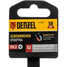 Отвертка DENZEL PH2х38 мм, S2, 3к рукоятка