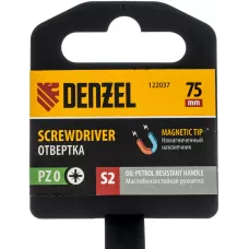 Отвертка DENZEL PZ0x75 мм, S2, 3к рукоятка