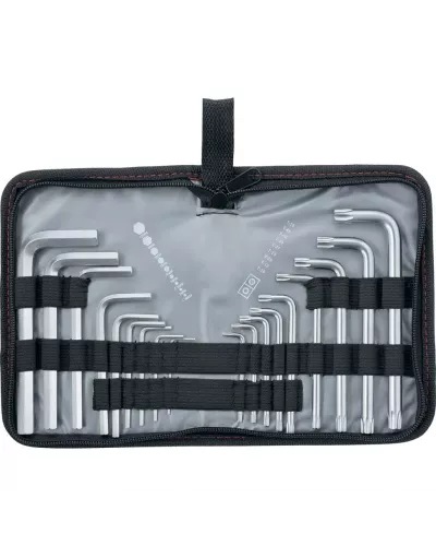 Набор ключей имбусовых HEX-Torx , 18 шт: HEX 1.5-10 мм, T10-T50, CrV, коротких, с сатиновым покрытием Matrix