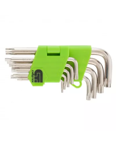 Набор ключей имбусовых Tamper-Torx , 9 шт: ТT10-ТT50.45x, закаленные, короткие, никель Сибртех
