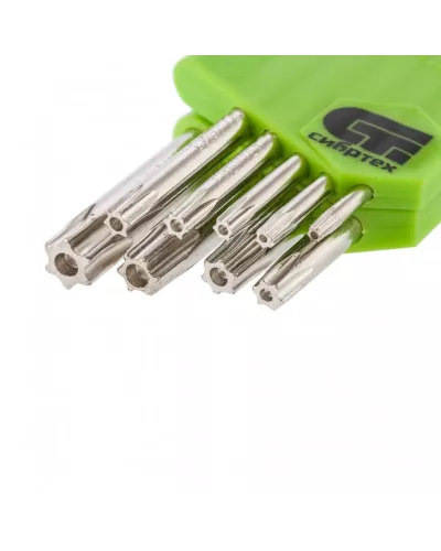 Набор ключей имбусовых Tamper-Torx , 9 шт: ТT10-ТT50.45x, закаленные, короткие, никель Сибртех