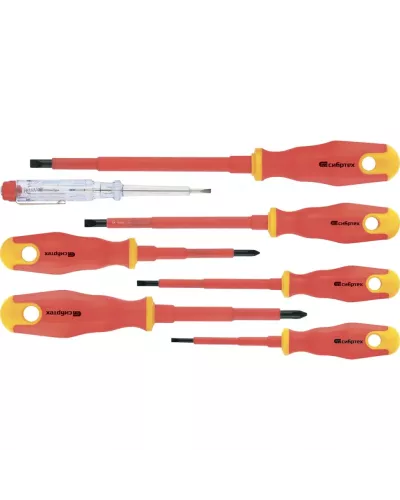 Набор отверток диэлектрических до 1000 В, 7 шт, тестер, CrV, двухкомпонентные рукоятки Сибртех