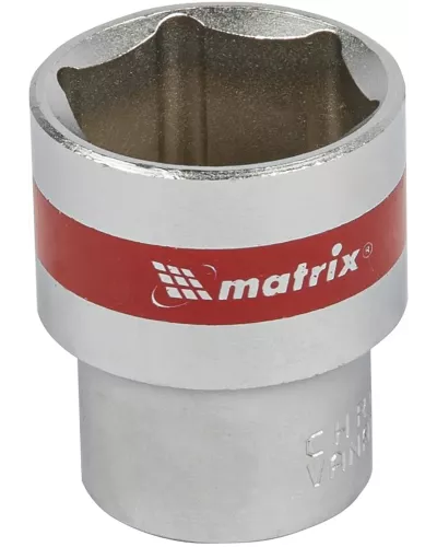 Головка торцевая, 24 мм, шестигранная, CrV, под квадрат 1/2, хромированная Matrix