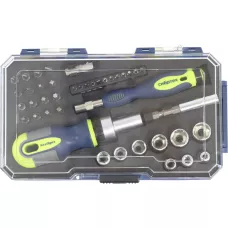 Отвертки реверсивные с набором бит и торцевыми головками, 41 шт, CrV Сибртех